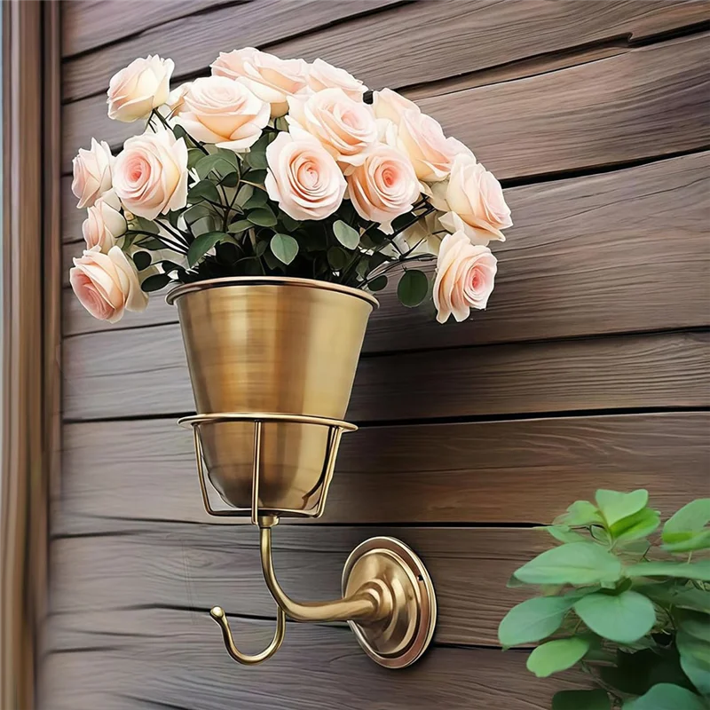 support mural fleurs crochet bronze doré argent rustique vintage industriel fixations murales roses feuillage