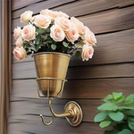 support mural fleurs crochet bronze doré argent rustique vintage industriel fixations murales roses feuillage