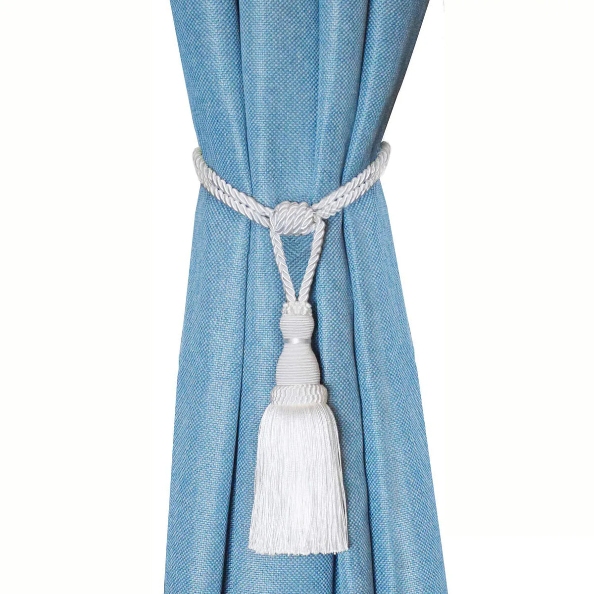 ruban rideau rayures franges bleu marine beige gris rouge vert classique pompons polyester