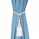 ruban rideau rayures franges bleu marine beige gris rouge vert classique pompons polyester