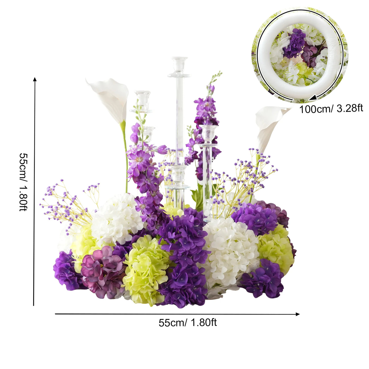 Arche décorative florale violettes roses blanches extérieur intérieur décoration événement classique artificielle fixe