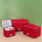 trousse médecine rouge réutilisable sac rangement oxford pratique compartiments médicaments première aide emergencesécole