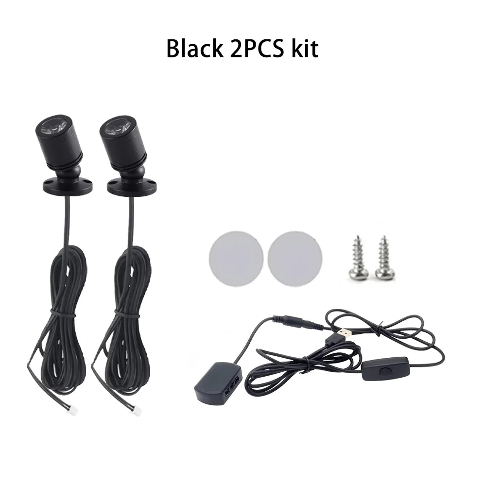 projecteur led mini argent noir réglable éclairage boutique étagère moderne cable interrupteur