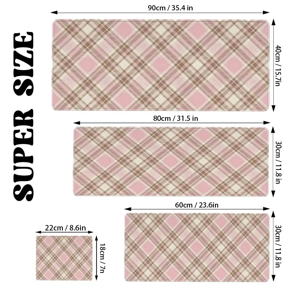 tapis souris carreaux écossais rose clair moderne polyester antislip gaming