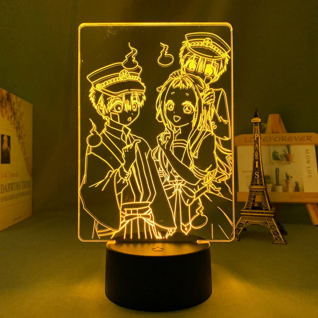 lampe table led transparente moderne illustration 3d personnages embrassant détails valises accessoire base solide