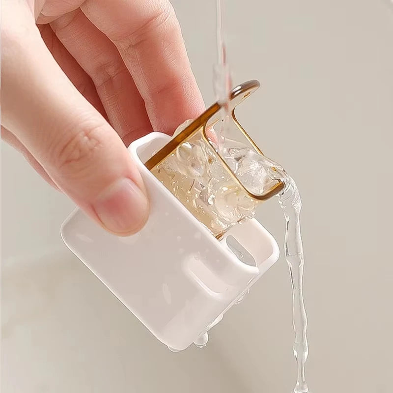 porte brosse dents transparent moderne adhésif sans perçage salle bain rangement anti poussière blanc