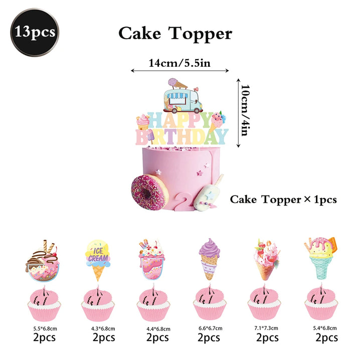 assiettes festives glace vanille anniversaire enfant filles garçons guirlande lettres chapeaux