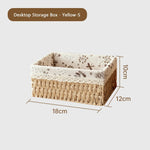 paniers rangement tissés imitation rattan floral beiges rustiques boho chic multifonctionnels stockage