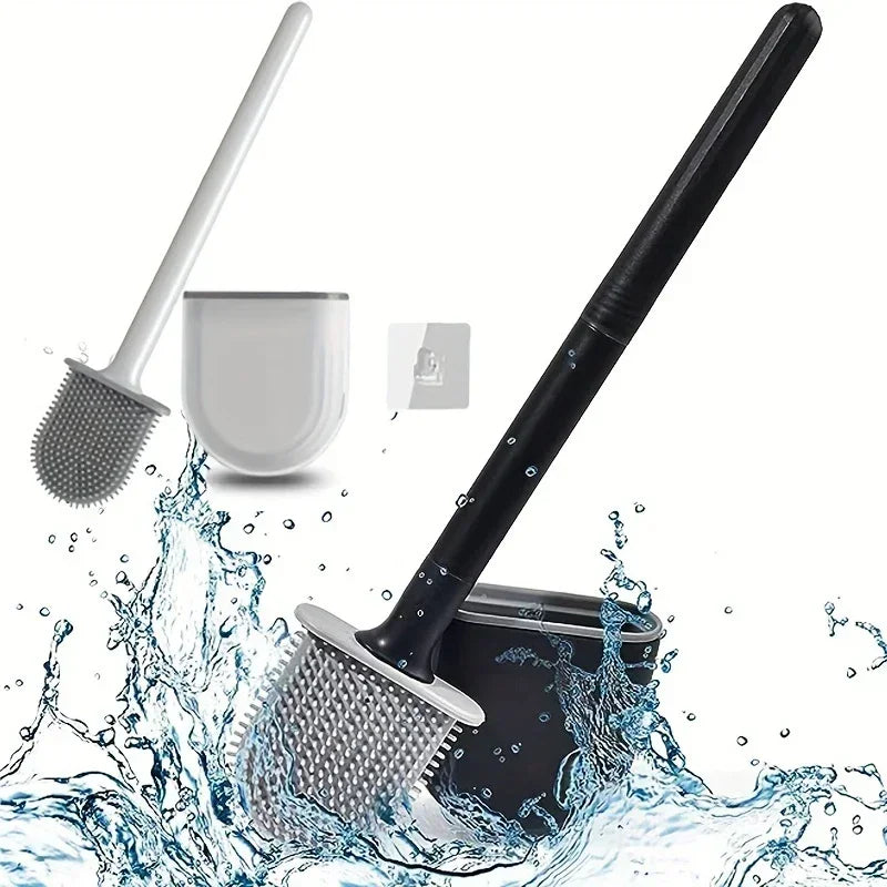 brosse wc silicone adhésive murale noire moderne sans odeur poignée antidérapante