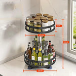support rotatif deux niveaux noir acier inoxydable moderne vaisselle épices cosmétiques comptoir cuisine