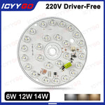 plaque led 12w 108mm 14w 162mm 3000k 6000k argentée moderne diodes circulaires haute luminosité