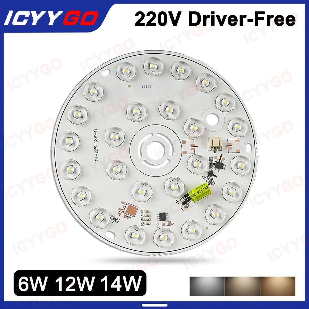 plaque led 12w 108mm 14w 162mm 3000k 6000k argentée moderne diodes circulaires haute luminosité