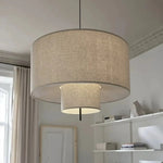 Suspension lumineuse moderne toile lin beige clair câble noir opaque chambre salon