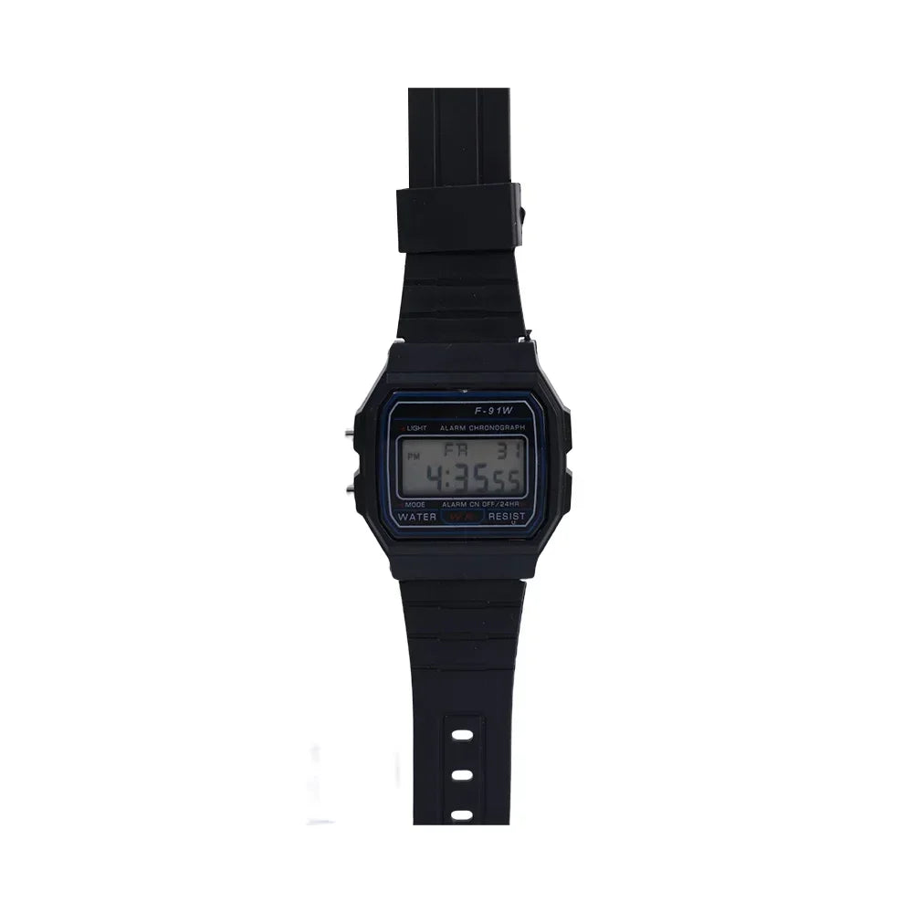 montre numérique rectangulaire affichage lcd rétro résistante chocs alarme date auto semaine noir rose