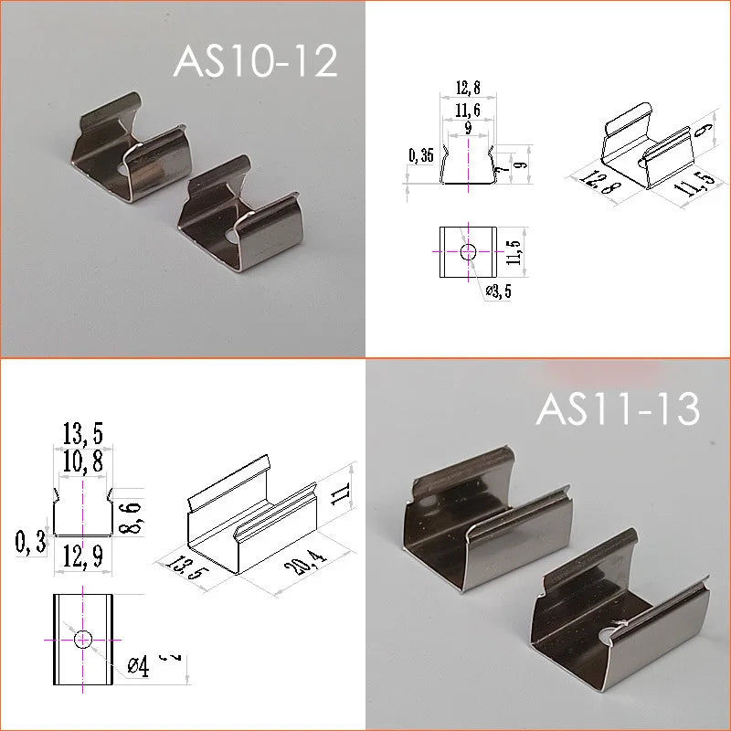 clips métalliques argentés industriels fixations support bandes led acier inoxydable certifications rohs