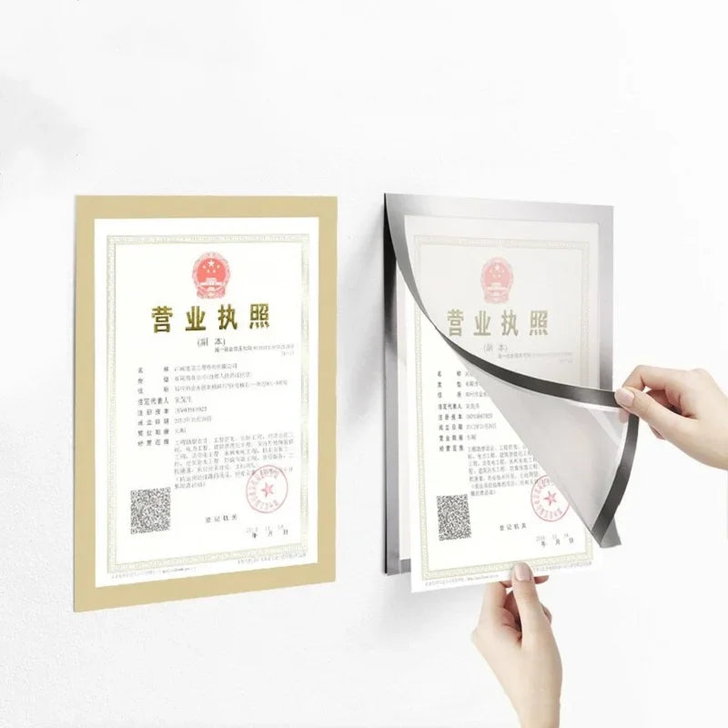 cadre porte diplôme doré argenté adhésif réutilisable photo certificat moderne classique