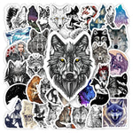 sticker adhésif waterproof loup paysage nocturne visage féminin motifs géométriques multi couleur art numérique