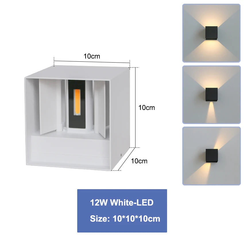 lampe murale led moderne 12w 24w blanc noir aluminium contemporain fixée vis adjustable