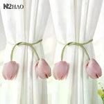 rideaux tulipes relief blanc rose vert violet moderne élégant fixations rubans réglables