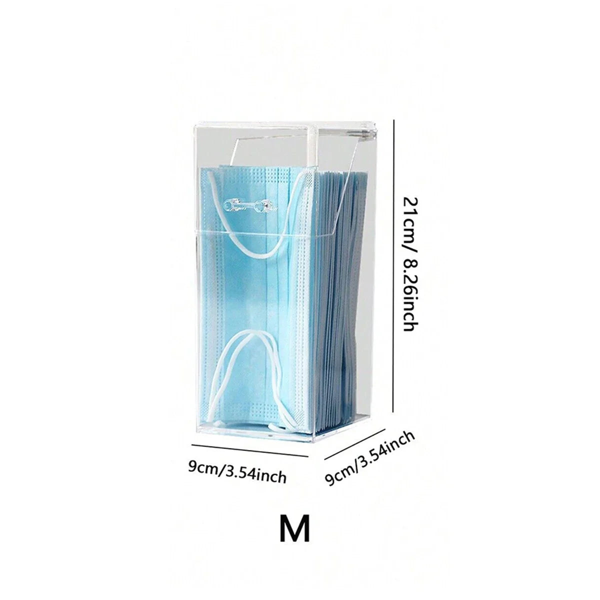 boîte rangement masques jetables transparente bleu clair moderne pratique poignées blanches 50pcs 40pcs