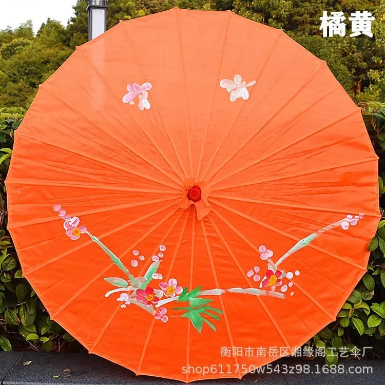 parapluie traditionnel fleurs peintes main rouge rose violet bleu orange jaune vert blanc