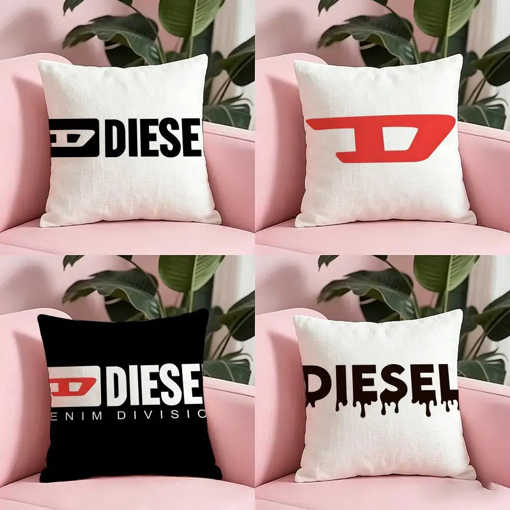 housse coussin blanche peluche courte logo noir canapé salon décoration intérieure moderne coton