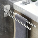 porte serviettes double barre argenté noir moderne adhésif vis inoxydable minimaliste