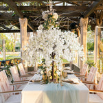 décoration intérieure arbre artificiel cerise fleurs rose blanc champagne naturel élégant mariage anniversaire