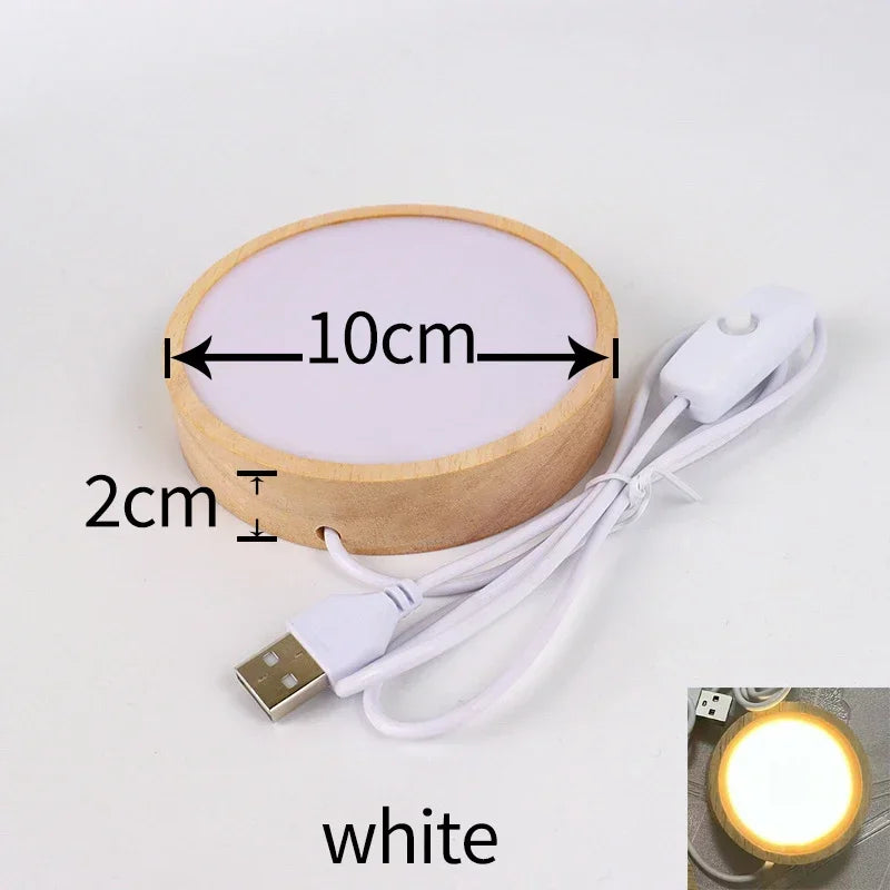 lampe décorative moderne transparente motifs floraux base bois câble usb blanc beige vertclair