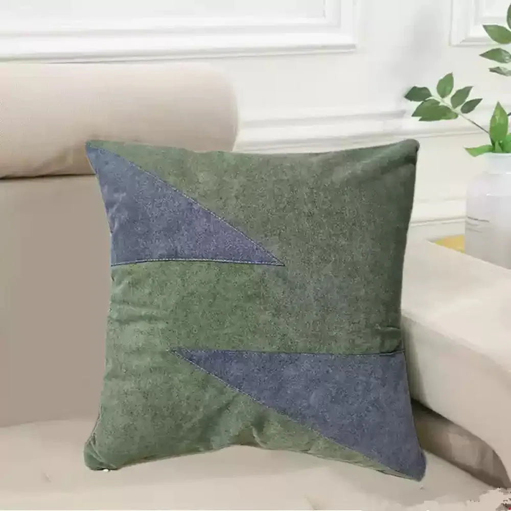 coussin carré moderne motif géométrique rouge bleu vert gris polyester coton qualité confortable maison