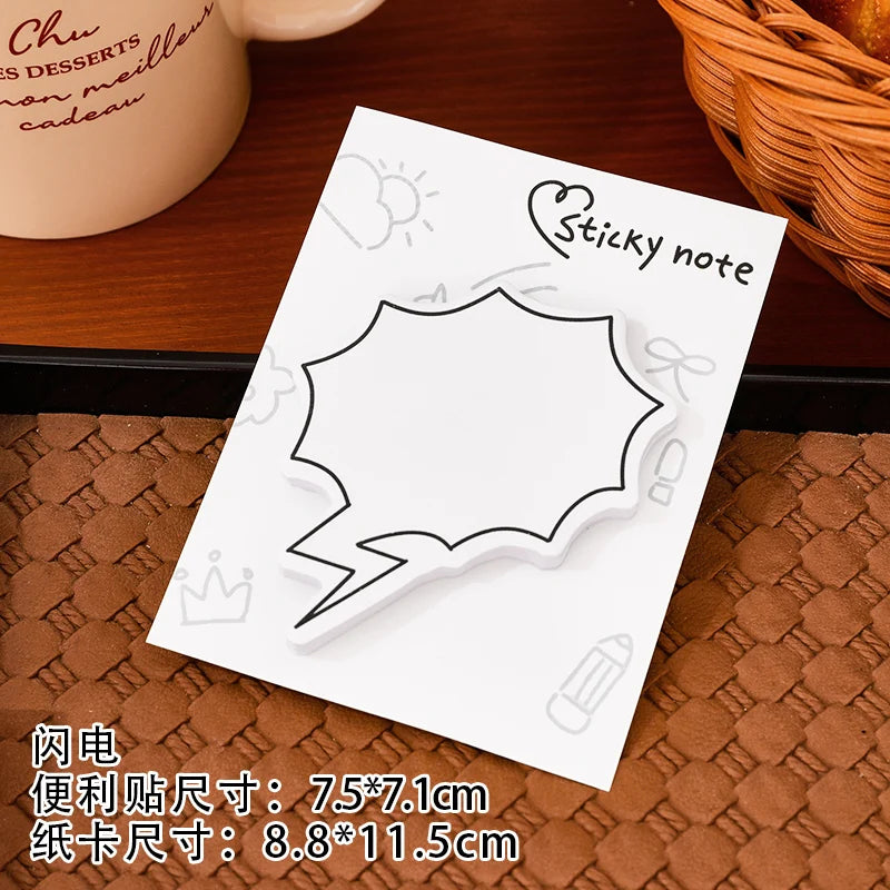 notes autocollantes blancs motifs bulles soleil couronne adhésif moderne graphique scrapbooking fournitures