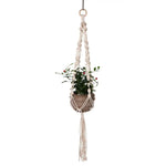 support plante suspendue macramé boho blanc beige noir artisanal anneaux métalliques pot plante