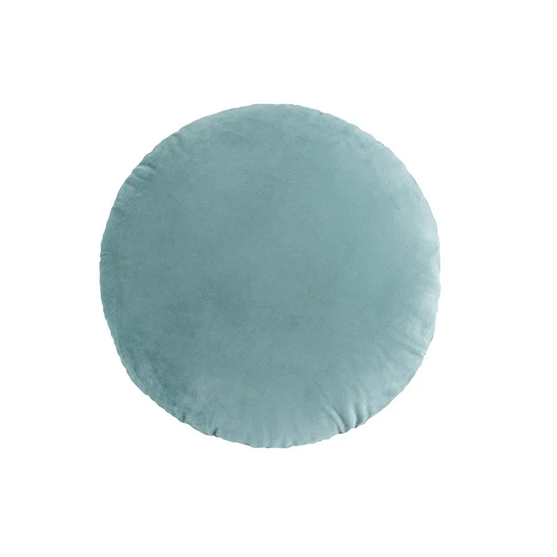 taies d'oreillers rondes velours couleurs unies moderne décoratives intérieur blanc bleu marine jaune rose