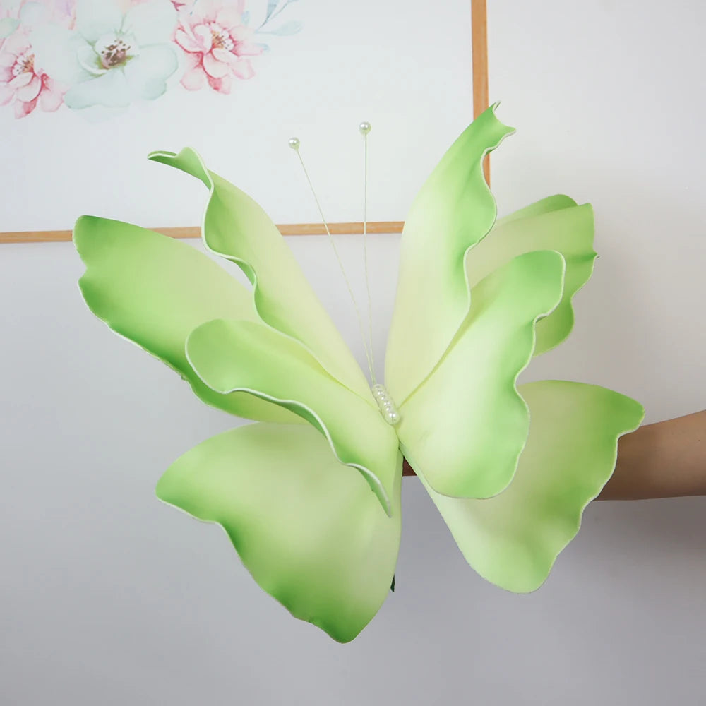 décoration événement papillon bleu rose vert réaliste détails fins tringle support anniversaire mariage fête