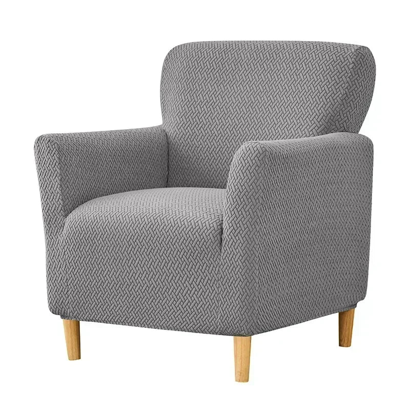 housse fauteuil moderne herringbone gris vert marron polyestère jacquard machine 80cm 90cm restaurant