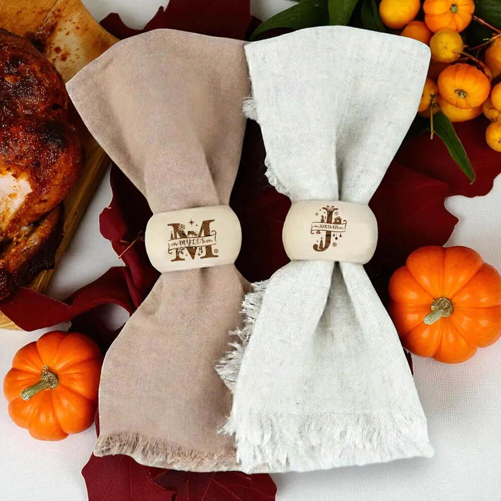 serviette table tissu beige franges clips décoration fête classique