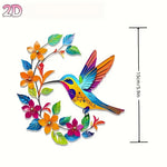 colibri oiseau métal multicolore floral artisanal oiseau fleurs feuilles deco murale patio salon chambre