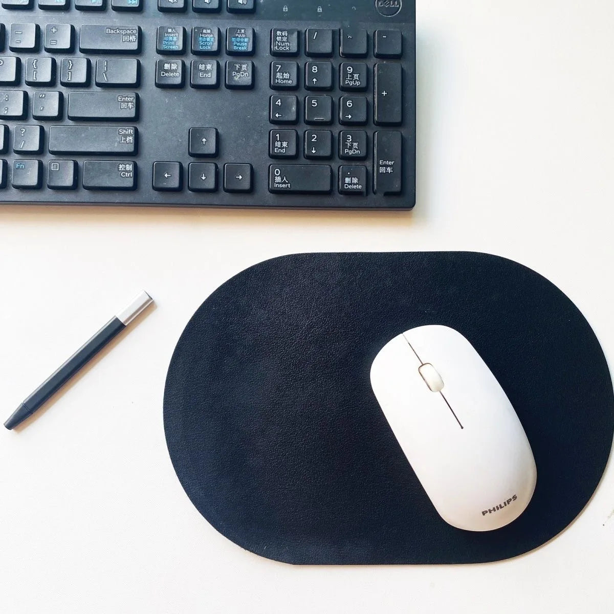 tapis souris simili cuir noir gris clair moderne plateau souris clavier