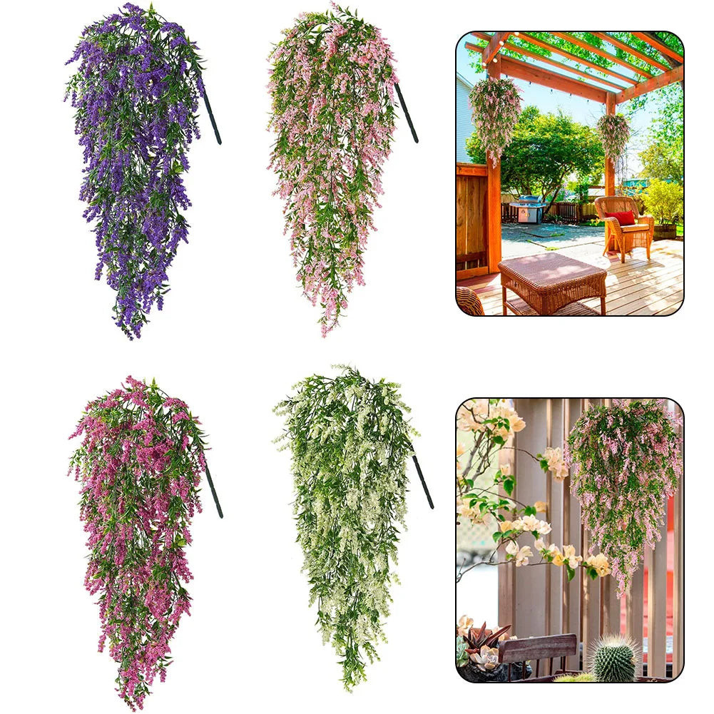 guirlande artificielle fleurs violet rose vert clair modernes extérieures intérieures décoration maison mariage anniversaire