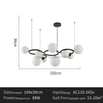 Suspension lumineuse moderne boule verre transparente câbles suspendus salle salon chambre