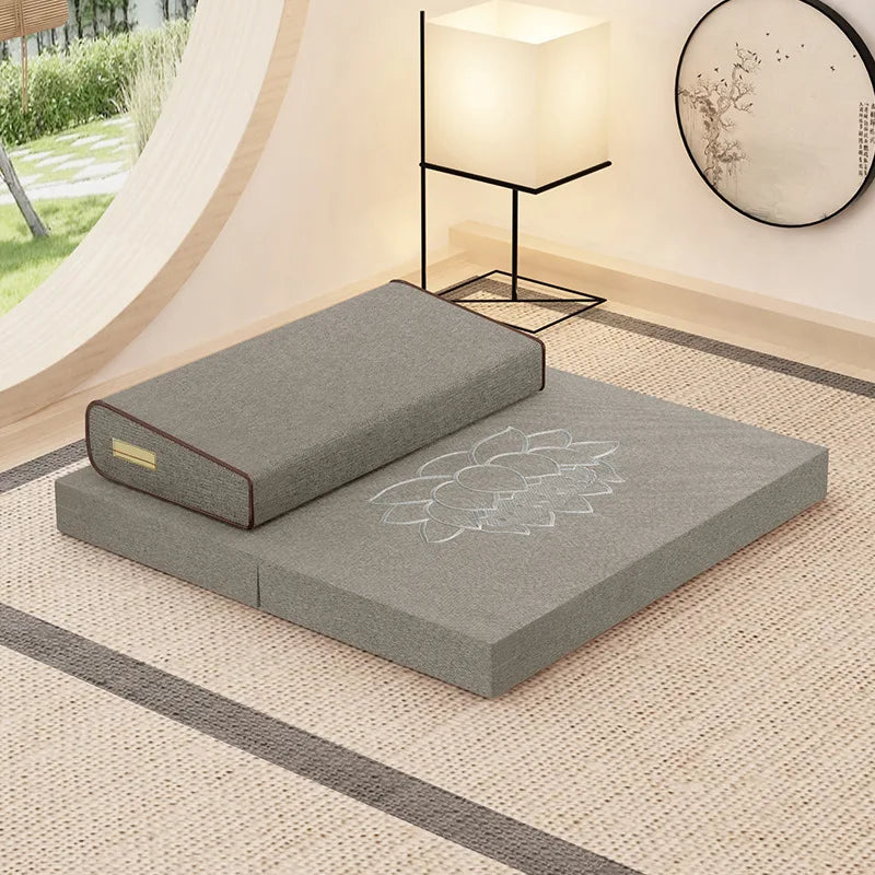 coussin méditation marron fleur lotus coton confortable yoga zen relaxation