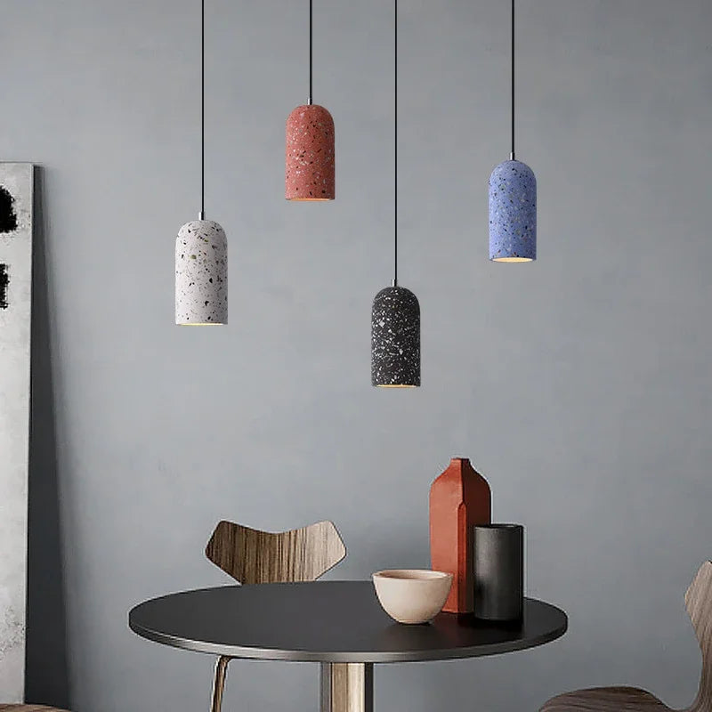 Suspension lumineuse moderne pierre bleue noire rose blanc 180cm haute E27