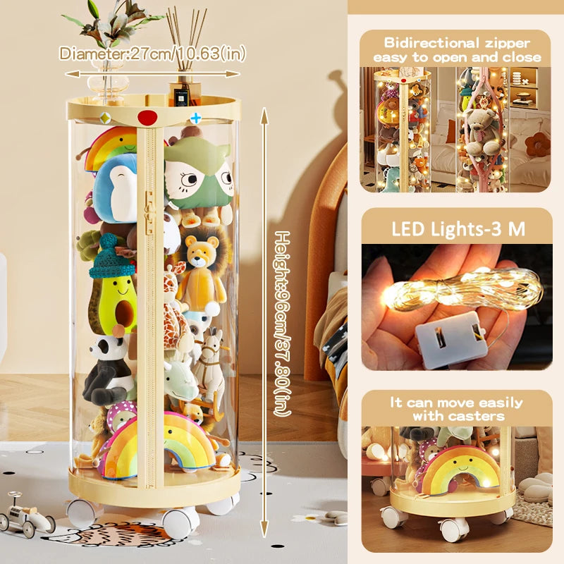 boîte jouets rotative transparente moderne roulettes multicolore organisateur enfant plastique respectueux environnement