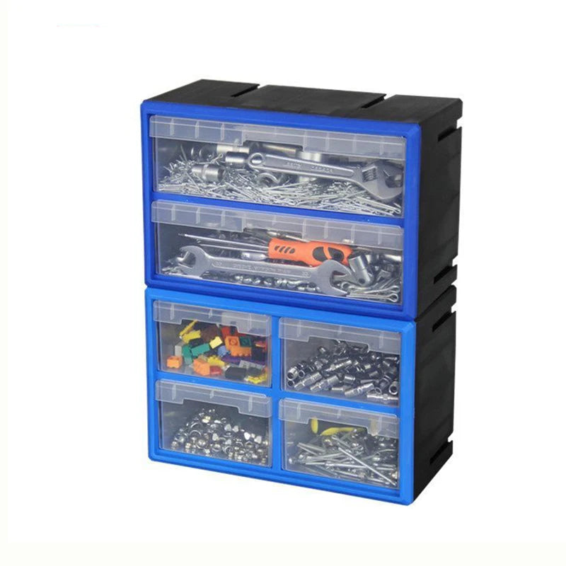 boîte rangement modulaire bleu noire transparentes pratiques moderne outils lego clous