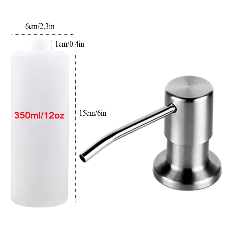 distributeur liquide moderne argenté adhésif corps plastique tête inoxydable tube silicone bouteille plastique minimaliste