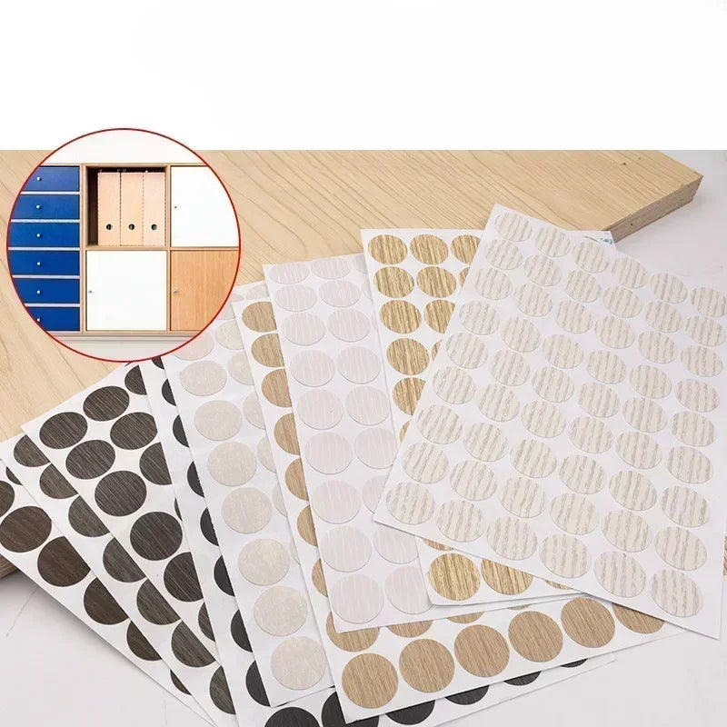 autocollant cache trou meuble rond adhésif décoratif bois métal plastique protection armoire intérieur