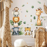 autocollant mural animaux forêt dessin animé décoration chambre bébé fille garçon sticker murale pvc