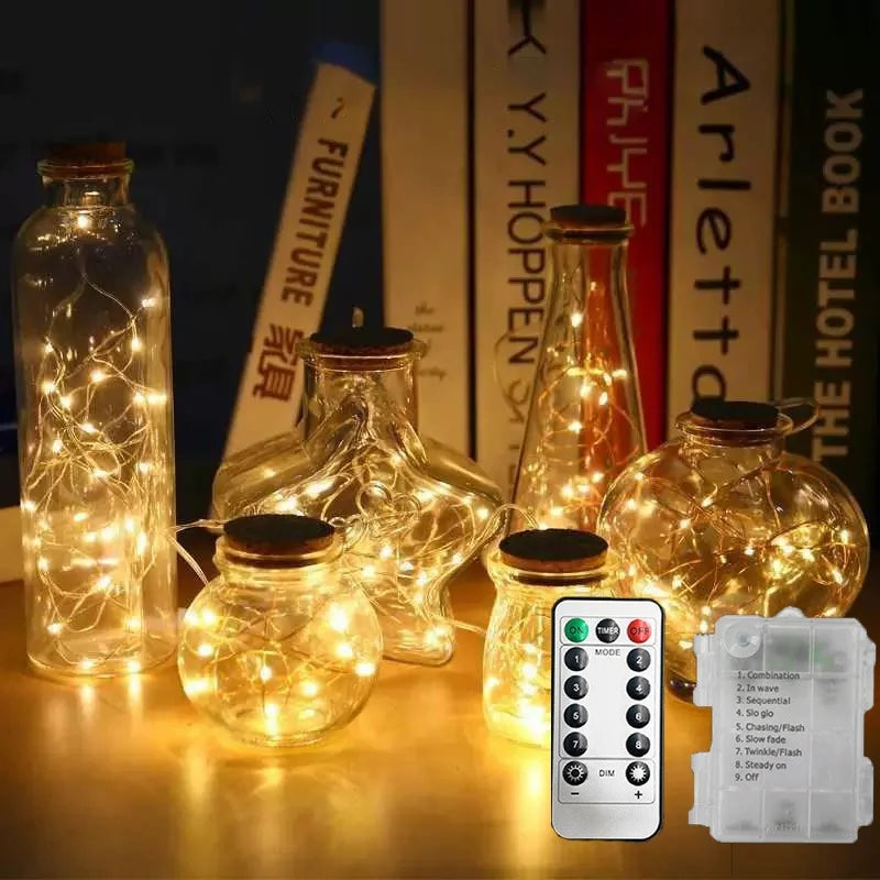 guirlande lumineuse led multicolore fil cuivre adhésif contrôleur distant blanc chaud moderne
