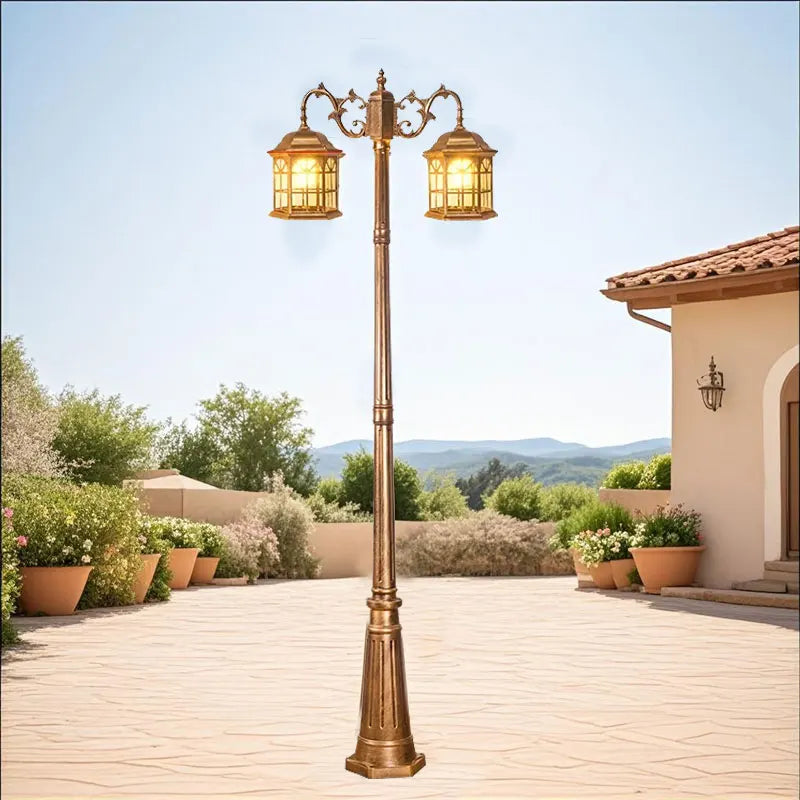 Lampadaire extérieur led élégant classique or vintage jardin ip65 éclairage public moderne