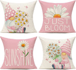 taies d'oreiller décoratives gnome fleurs blanc jaune cartoon motif floral non toxique respectueux environnement